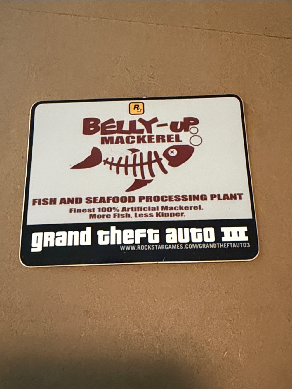 ROCKSTAR GAMES GTAIII Belly-Up Mackerel Fish Sticker - White & Brown